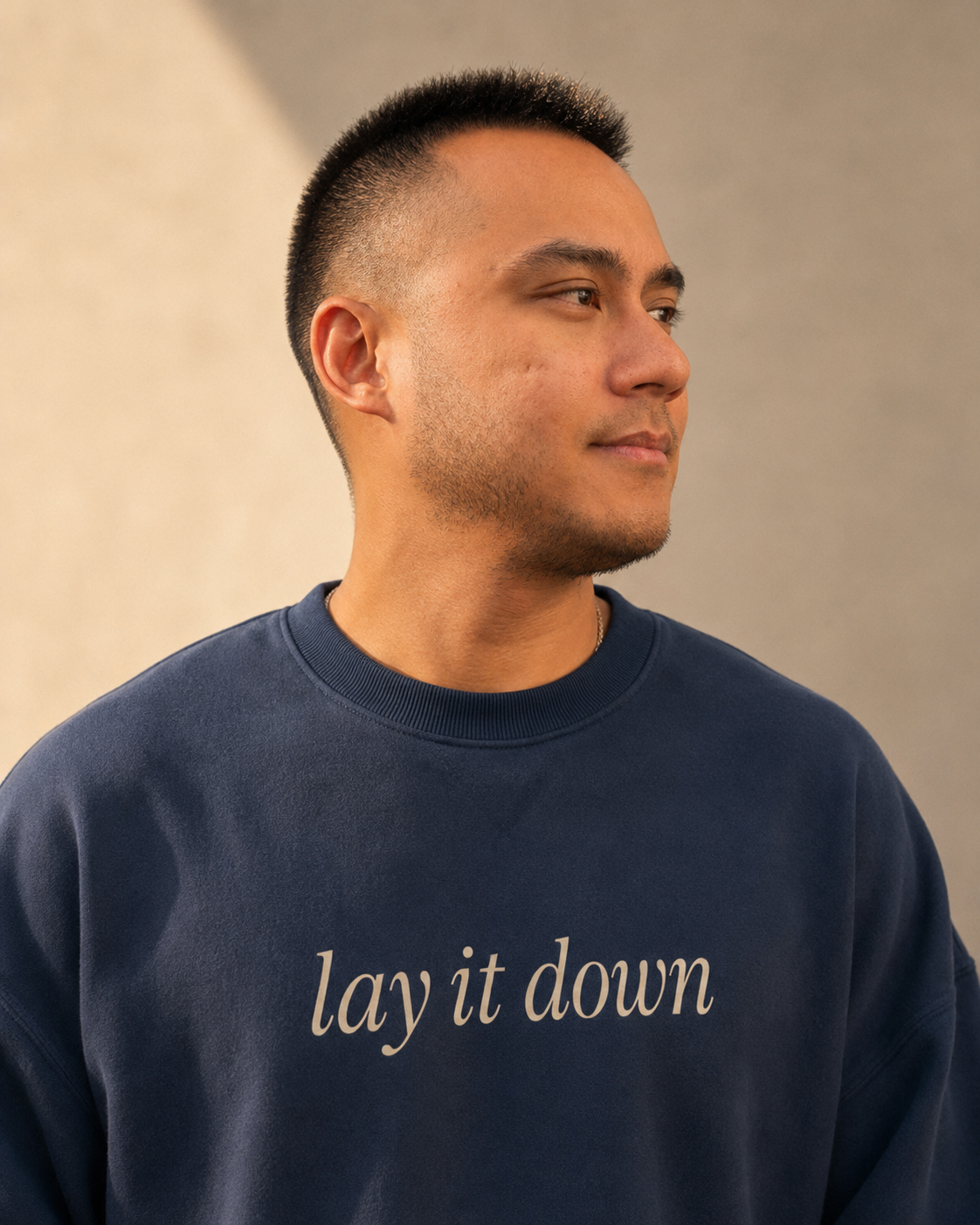 Founder of Solay in the Lay It Down crewneck